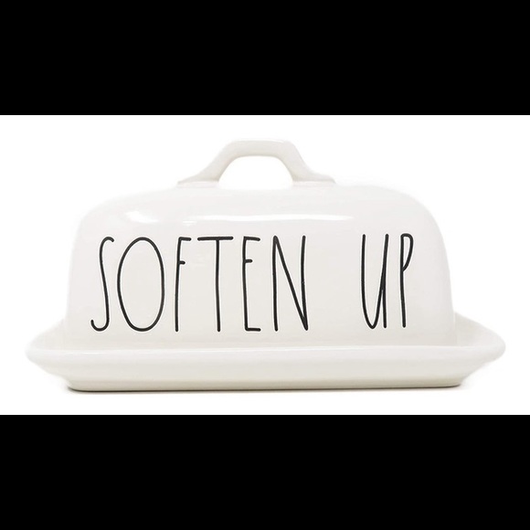 NWT Authentic Rae Dunn “SOFTEN UP” Butter Dish HTF - Picture 2 of 4